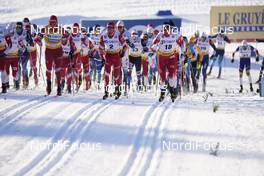 30.01.2021, Falun, Sweden (SWE): Alexander Bolshunov (RUS), Ivan Yakimushkin (RUS), Johannes Hoesflot Klaebo (NOR), (l-r)  - FIS world cup cross-country, 15km men, Falun (SWE). www.nordicfocus.com. © Thibaut/NordicFocus. Every downloaded picture is fee-liable.