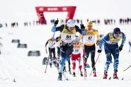 13.03.2021, Engadin, Switzerland (SUI): Imanol Rojo (ESP), Lauri Lepisto (FIN), (l-r) - FIS world cup cross-country, mass men, Engadin (SUI). www.nordicfocus.com. © Modica/NordicFocus. Every downloaded picture is fee-liable.