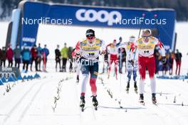 13.03.2021, Engadin, Switzerland (SUI): Johannes Hoesflot Klaebo (NOR) - FIS world cup cross-country, mass men, Engadin (SUI). www.nordicfocus.com. © Modica/NordicFocus. Every downloaded picture is fee-liable.