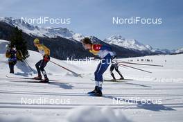 13.03.2021, Engadin, Switzerland (SUI): Janosch Brugger (GER), James Clugnet (GBR). (l-) - FIS world cup cross-country, mass men, Engadin (SUI). www.nordicfocus.com. © Modica/NordicFocus. Every downloaded picture is fee-liable.