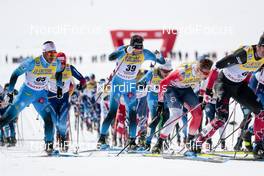 13.03.2021, Engadin, Switzerland (SUI): Richard Jouve (FRA), Jean Marc Gaillard (FRA), Valentin Chauvin (FRA), (l-r) - FIS world cup cross-country, mass men, Engadin (SUI). www.nordicfocus.com. © Modica/NordicFocus. Every downloaded picture is fee-liable.
