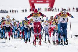 13.03.2021, Engadin, Switzerland (SUI): Evgeniy Belov (RUS), Andrew Musgrave (GBR), (l-r)  - FIS world cup cross-country, mass men, Engadin (SUI). www.nordicfocus.com. © Modica/NordicFocus. Every downloaded picture is fee-liable.