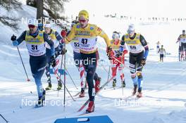 13.03.2021, Engadin, Switzerland (SUI): Imanol Rojo (ESP), Janosch Brugger (GER), Adam Fellner (CZE), (l-r) - FIS world cup cross-country, mass men, Engadin (SUI). www.nordicfocus.com. © Modica/NordicFocus. Every downloaded picture is fee-liable.