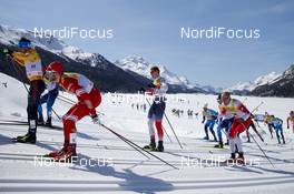 13.03.2021, Engadin, Switzerland (SUI): Jonas Dobler (GER), Artem Maltsev (RUS), (l-r) - FIS world cup cross-country, mass men, Engadin (SUI). www.nordicfocus.com. © Modica/NordicFocus. Every downloaded picture is fee-liable.
