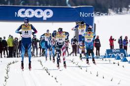 13.03.2021, Engadin, Switzerland (SUI): Beda Klee (SUI), Scott Patterson (USA), Jules Lapierre (FRA), (l-r)  - FIS world cup cross-country, mass men, Engadin (SUI). www.nordicfocus.com. © Modica/NordicFocus. Every downloaded picture is fee-liable.
