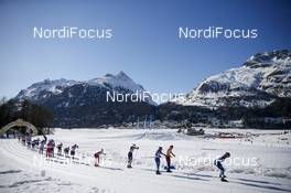 13.03.2021, Engadin, Switzerland (SUI): Hailey Swirbul (USA), Krista Parmakoski (FIN), Laura Gimmler (GER), Johanna Matintalo (FIN), (l-r)  - FIS world cup cross-country, mass women, Engadin (SUI). www.nordicfocus.com. © Modica/NordicFocus. Every downloaded picture is fee-liable.