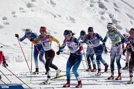 13.03.2021, Engadin, Switzerland (SUI): Katharina Hennig (GER), Nadine Faehndrich (SUI), (l-r) - FIS world cup cross-country, mass women, Engadin (SUI). www.nordicfocus.com. © Modica/NordicFocus. Every downloaded picture is fee-liable.