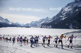 13.03.2021, Engadin, Switzerland (SUI): Hailey Swirbul (USA), Laura Gimmler (GER), (l-r) - FIS world cup cross-country, mass women, Engadin (SUI). www.nordicfocus.com. © Modica/NordicFocus. Every downloaded picture is fee-liable.