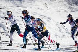 13.03.2021, Engadin, Switzerland (SUI): Jessie Diggins (USA), Johanna Matintalo (FIN), (l-r)  - FIS world cup cross-country, mass women, Engadin (SUI). www.nordicfocus.com. © Modica/NordicFocus. Every downloaded picture is fee-liable.