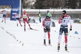 14.03.2021, Engadin, Switzerland (SUI): Johannes Hoesflot Klaebo (NOR), Paal Golberg (NOR) - FIS world cup cross-country, pursuit men, Engadin (SUI). www.nordicfocus.com. © Modica/NordicFocus. Every downloaded picture is fee-liable.