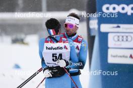 14.03.2021, Engadin, Switzerland (SUI): Jules Lapierre (FRA), Jean Marc Gaillard (FRA), (l-r)  - FIS world cup cross-country, pursuit men, Engadin (SUI). www.nordicfocus.com. © Modica/NordicFocus. Every downloaded picture is fee-liable.
