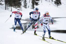 14.03.2021, Engadin, Switzerland (SUI): Bjoern Sandstroem (SWE), Hunter Wonders (USA), Andrew Musgrave (GBR), (l-r)  - FIS world cup cross-country, pursuit men, Engadin (SUI). www.nordicfocus.com. © Modica/NordicFocus. Every downloaded picture is fee-liable.