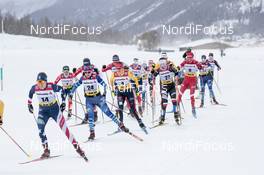 14.03.2021, Engadin, Switzerland (SUI): Rosie Brennan (USA), Krista Parmakoski (FIN), Laura Gimmler (GER), (l-r)  - FIS world cup cross-country, pursuit women, Engadin (SUI). www.nordicfocus.com. © Modica/NordicFocus. Every downloaded picture is fee-liable.