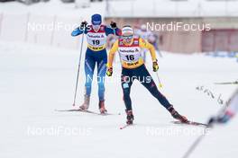 14.03.2021, Engadin, Switzerland (SUI): Nadine Faehndrich (SUI), Pia Fink (GER), (l-r) - FIS world cup cross-country, pursuit women, Engadin (SUI). www.nordicfocus.com. © Modica/NordicFocus. Every downloaded picture is fee-liable.