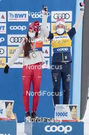 14.03.2021, Engadin, Switzerland (SUI): Yulia Stupak (RUS), Maja Dahlqvist (SWE), (l-r)  - FIS world cup cross-country, pursuit women, Engadin (SUI). www.nordicfocus.com. © Modica/NordicFocus. Every downloaded picture is fee-liable.