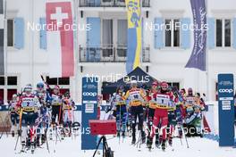 14.03.2021, Engadin, Switzerland (SUI): Yulia Stupak (RUS), Heidi Weng (NOR), Victoria Carl (GER), (l-r)  - FIS world cup cross-country, pursuit women, Engadin (SUI). www.nordicfocus.com. © Modica/NordicFocus. Every downloaded picture is fee-liable.