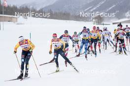 14.03.2021, Engadin, Switzerland (SUI): Victoria Carl (GER), Katharina Hennig (GER), Rosie Brennan (USA), Krista Parmakoski (FIN), (l-r)  - FIS world cup cross-country, pursuit women, Engadin (SUI). www.nordicfocus.com. © Modica/NordicFocus. Every downloaded picture is fee-liable.