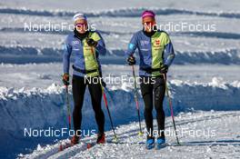 17.10.2021, Ramsau, Austria (AUT): Pia Fink (GER), Sophie Krehl (GER) (l-r) - Cross-Country training, Ramsau (AUT). www.nordicfocus.com. © Volk/NordicFocus. Every downloaded picture is fee-liable.