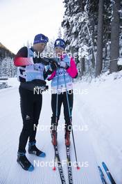 08.11.2021, Davos, Switzerland (SUI): Toni Livers (SUI), Nadine Faehndrich (SUI), (l-r) - Cross-Country training, Snowfarming Track, Davos (SUI). www.nordicfocus.com. © Manzoni/NordicFocus. Every downloaded picture is fee-liable.