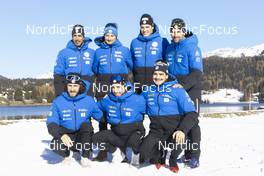 09.11.2021, Davos, Switzerland (SUI): Richard Jouve (FRA), Renaud Jay (FRA), Lucas Chanavat (FRA), Valentin Chauvin (FRA), Arnaud Chautemps (FRA), Theo Schely (FRA), (l-r) - Cross-Country training, Davos (SUI). www.nordicfocus.com. © Manzoni/NordicFocus. Every downloaded picture is fee-liable.