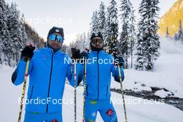 08.11.2021, Davos, Switzerland (SUI): Arnaud Chautemps (FRA), Tom Mancini (FRA) (l-r) - Cross-Country training, Snowfarming Track, Davos (SUI). www.nordicfocus.com. © Manzoni/NordicFocus. Every downloaded picture is fee-liable.
