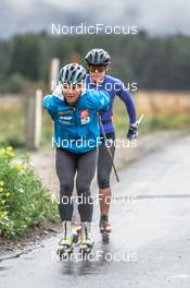 16.09.2021, Font-Romeu, France (FRA): Flora Dolci (FRA), Juliette Ducordeau (FRA) - Cross-Country training, Font-Romeu (FRA). www.nordicfocus.com. © Leo Authamayou/NordicFocus. Every downloaded picture is fee-liable.