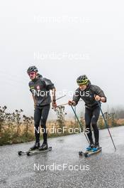 16.09.2021, Font-Romeu, France (FRA): Hugo Lapalus (FRA), Clement Parisse (FRA) - Cross-Country training, Font-Romeu (FRA). www.nordicfocus.com. © Leo Authamayou/NordicFocus. Every downloaded picture is fee-liable.