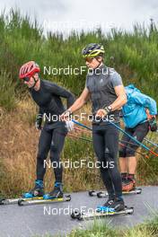 16.09.2021, Font-Romeu, France (FRA): Jean Marc Gaillard (FRA), Clement Parisse (FRA), (l-r) - Cross-Country training, Font-Romeu (FRA). www.nordicfocus.com. © Leo Authamayou/NordicFocus. Every downloaded picture is fee-liable.