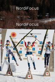 02.03.2021, Oberstdorf, Germany (GER): Frida Karlsson (SWE), Therese Johaug (NOR), Ebba Andersson (SWE), (l-r) - FIS nordic world ski championships cross-country, 10km women, Oberstdorf (GER). www.nordicfocus.com. © Modica/NordicFocus. Every downloaded picture is fee-liable.