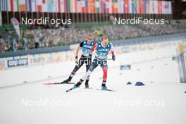 03.03.2021, Oberstdorf, Germany (GER): Mika Vermeulen (AUT), Sjur Roethe (NOR), (l-r) - FIS nordic world ski championships cross-country, 15km men, Oberstdorf (GER). www.nordicfocus.com. © Modica/NordicFocus. Every downloaded picture is fee-liable.