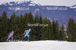 03.03.2021, Oberstdorf, Germany (GER): Paul Constantin Pepene (ROU), Hugo Lapalus (FRA), (l-r)  - FIS nordic world ski championships cross-country, 15km men, Oberstdorf (GER). www.nordicfocus.com. © Thibaut/NordicFocus. Every downloaded picture is fee-liable.