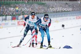 07.03.2021, Oberstdorf, Germany (GER): Scott Patterson (USA), Dario Cologna (SUI), (l-r)  - FIS nordic world ski championships cross-country, 50km men, Oberstdorf (GER). www.nordicfocus.com. © Modica/NordicFocus. Every downloaded picture is fee-liable.