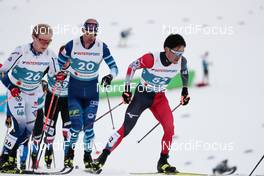 07.03.2021, Oberstdorf, Germany (GER): Bjoern Sandstroem (SWE), Perttu Hyvarinen (FIN), Takatsugu Uda (JPN), (l-r)  - FIS nordic world ski championships cross-country, 50km men, Oberstdorf (GER). www.nordicfocus.com. © Modica/NordicFocus. Every downloaded picture is fee-liable.