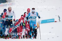 07.03.2021, Oberstdorf, Germany (GER): Paal Golberg (NOR), Alexander Bolshunov (RSF), Jean Marc Gaillard (FRA), (l-r)  - FIS nordic world ski championships cross-country, 50km men, Oberstdorf (GER). www.nordicfocus.com. © Modica/NordicFocus. Every downloaded picture is fee-liable.