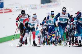 07.03.2021, Oberstdorf, Germany (GER): Antoine Cyr (CAN), Simen Hegstad Krueger (NOR), Ireneu Esteve Altimiras (AND), Dario Cologna (SUI), (l-r)  - FIS nordic world ski championships cross-country, 50km men, Oberstdorf (GER). www.nordicfocus.com. © Modica/NordicFocus. Every downloaded picture is fee-liable.