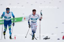 07.03.2021, Oberstdorf, Germany (GER): Vitaliy Pukhkalo (KAZ), Johan Haeggstroem (SWE), (l-r)  - FIS nordic world ski championships cross-country, 50km men, Oberstdorf (GER). www.nordicfocus.com. © Modica/NordicFocus. Every downloaded picture is fee-liable.