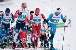 07.03.2021, Oberstdorf, Germany (GER): Iivo Niskanen (FIN), Paal Golberg (NOR), Alexander Bolshunov (RSF), Jean Marc Gaillard (FRA), (l-r)  - FIS nordic world ski championships cross-country, 50km men, Oberstdorf (GER). www.nordicfocus.com. © Modica/NordicFocus. Every downloaded picture is fee-liable.