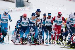 07.03.2021, Oberstdorf, Germany (GER): Maurice Manificat (FRA), Jonas Baumann (SUI), Jason Rueesch (SUI), Imanol Rojo (ESP), Alexey Chervotkin (RSF), (l-r)  - FIS nordic world ski championships cross-country, 50km men, Oberstdorf (GER). www.nordicfocus.com. © Modica/NordicFocus. Every downloaded picture is fee-liable.