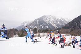 07.03.2021, Oberstdorf, Germany (GER): Imanol Rojo (ESP), Jean Marc Gaillard (FRA), Simen Hegstad Krueger (NOR), Scott Patterson (USA), Jonas Dobler (GER), Antoine Cyr (CAN), Friedrich Moch (GER), (l-r)  - FIS nordic world ski championships cross-country, 50km men, Oberstdorf (GER). www.nordicfocus.com. © Thibaut/NordicFocus. Every downloaded picture is fee-liable.