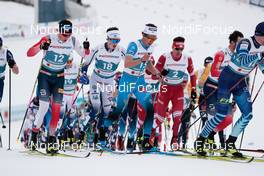 07.03.2021, Oberstdorf, Germany (GER): Johannes Hoesflot Klaebo (NOR), William Poromaa (SWE), Lucas Boegl (GER), Evgeniy Belov (RSF), Iivo Niskanen (FIN), (l-r)  - FIS nordic world ski championships cross-country, 50km men, Oberstdorf (GER). www.nordicfocus.com. © Modica/NordicFocus. Every downloaded picture is fee-liable.