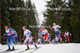 07.03.2021, Oberstdorf, Germany (GER): Jonas Baumann (SUI), Bjoern Sandstroem (SWE), Dominik Bury (POL), Simen Hegstad Krueger (NOR), (l-r)  - FIS nordic world ski championships cross-country, 50km men, Oberstdorf (GER). www.nordicfocus.com. © Thibaut/NordicFocus. Every downloaded picture is fee-liable.