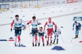 07.03.2021, Oberstdorf, Germany (GER): Emil Iversen (NOR), Johannes Hoesflot Klaebo (NOR), Hans Christer Holund (NOR), Alexander Bolshunov (RSF), (l-r)  - FIS nordic world ski championships cross-country, 50km men, Oberstdorf (GER). www.nordicfocus.com. © Modica/NordicFocus. Every downloaded picture is fee-liable.