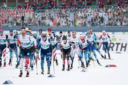 07.03.2021, Oberstdorf, Germany (GER): Gus Schumacher (USA), Jason Rueesch (SUI), Juho Mikkonen (FIN), Antoine Cyr (CAN), (l-r)  - FIS nordic world ski championships cross-country, 50km men, Oberstdorf (GER). www.nordicfocus.com. © Modica/NordicFocus. Every downloaded picture is fee-liable.