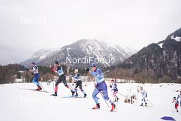 07.03.2021, Oberstdorf, Germany (GER): Jason Rueesch (SUI), Russell Kennedy (CAN), Michal Novak (CZE), Lauri Lepisto (FIN), Hunter Wonders (USA), Bjoern Sandstroem (SWE), (l-r)  - FIS nordic world ski championships cross-country, 50km men, Oberstdorf (GER). www.nordicfocus.com. © Thibaut/NordicFocus. Every downloaded picture is fee-liable.