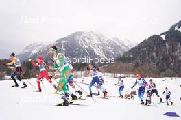 07.03.2021, Oberstdorf, Germany (GER): Friedrich Moch (GER), Ilia Semikov (RSF), Thomas Maloney Westgaard (IRL), Candide Pralong (SUI), Jonas Baumann (SUI), (l-r)  - FIS nordic world ski championships cross-country, 50km men, Oberstdorf (GER). www.nordicfocus.com. © Thibaut/NordicFocus. Every downloaded picture is fee-liable.