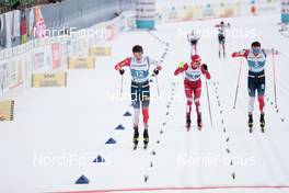 07.03.2021, Oberstdorf, Germany (GER): Johannes Hoesflot Klaebo (NOR), Alexander Bolshunov (RSF), Emil Iversen (NOR), (l-r)  - FIS nordic world ski championships cross-country, 50km men, Oberstdorf (GER). www.nordicfocus.com. © Modica/NordicFocus. Every downloaded picture is fee-liable.