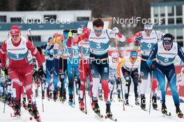 07.03.2021, Oberstdorf, Germany (GER): Alexander Bolshunov (RSF), Emil Iversen (NOR), Dario Cologna (SUI), (l-r)  - FIS nordic world ski championships cross-country, 50km men, Oberstdorf (GER). www.nordicfocus.com. © Modica/NordicFocus. Every downloaded picture is fee-liable.