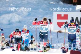 25.02.2021, Oberstdorf, Germany (GER): Anton Persson (SWE), Johannes Hoesflot Klaebo (NOR), Erik Valnes (NOR), Ristomatti Hakola (FIN), (l-r) - FIS nordic world ski championships cross-country, individual sprint, Oberstdorf (GER). www.nordicfocus.com. © Modica/NordicFocus. Every downloaded picture is fee-liable.
