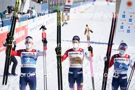 25.02.2021, Oberstdorf, Germany (GER): Erik Valnes (NOR), Johannes Hoesflot Klaebo (NOR), Haavard Solaas Taugboel (NOR), (l-r) - FIS nordic world ski championships cross-country, individual sprint, Oberstdorf (GER). www.nordicfocus.com. © Thibaut/NordicFocus. Every downloaded picture is fee-liable.