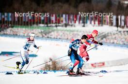 25.02.2021, Oberstdorf, Germany (GER): Oskar Svensson (SWE), Jovian Hediger (SUI), Alexander Bolshunov (RSF), (l-r) - FIS nordic world ski championships cross-country, individual sprint, Oberstdorf (GER). www.nordicfocus.com. © Modica/NordicFocus. Every downloaded picture is fee-liable.